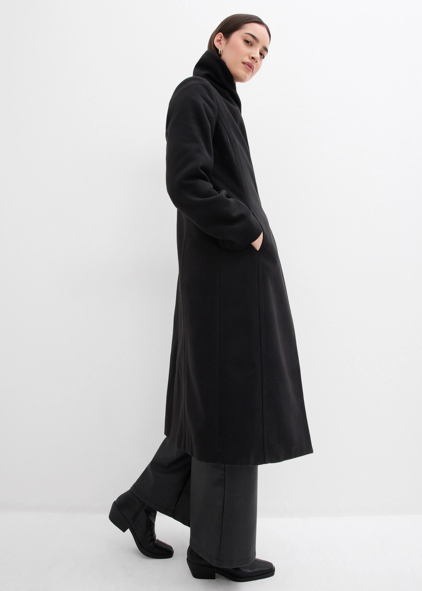 Kabát z imitace vlny • černá • bonprix obchod