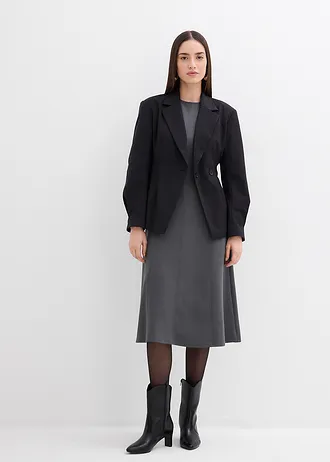 Jersey jurk van een soepele viscosemix, Kleur: antraciet