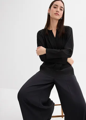 Pliszírozott póló • fekete • bonprix áruház