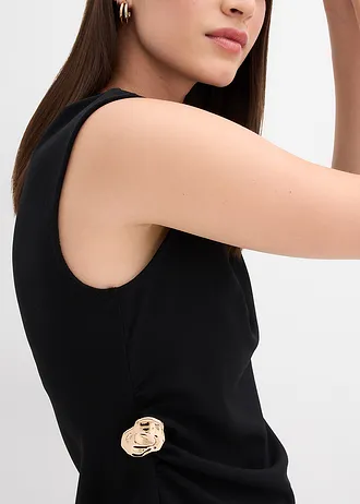 Krepový top s ozdobnou přezkou • černá • bonprix obchod