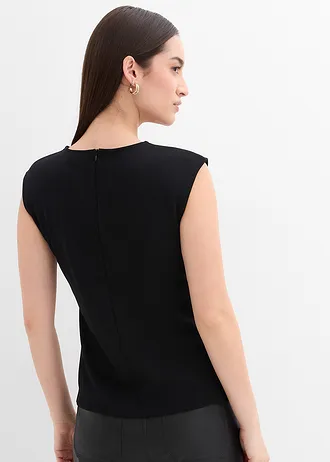 Krepový top s ozdobnou přezkou • černá • bonprix obchod
