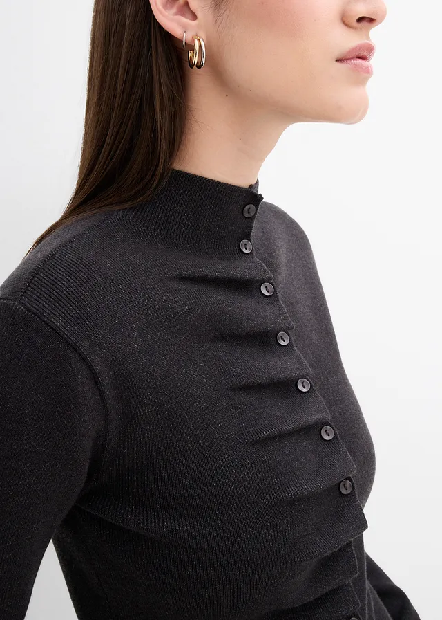 Gilet en fine maille de viscose mélangée • anthracite chiné • product-page.page-title-suffix