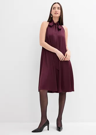 Rochie midi satin din amestec de viscoză • roșu-vineriu • magazin bonprix
