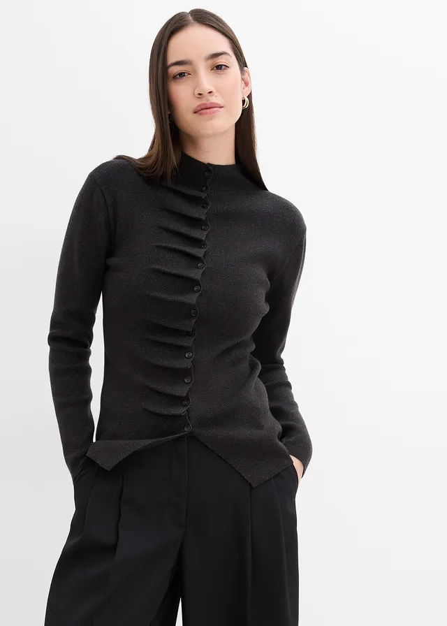 Gilet en fine maille de viscose mélangée • anthracite chiné • product-page.page-title-suffix