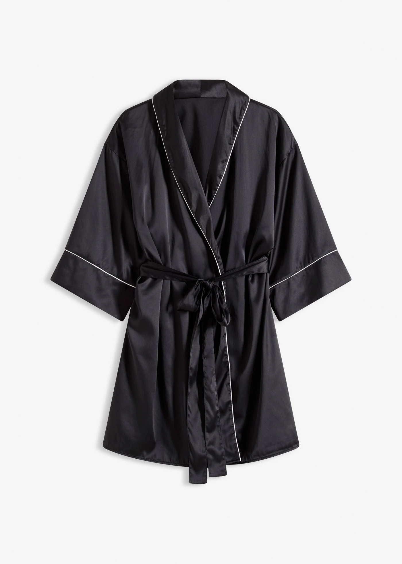 Kimono satynowe z efektem połysku • czarny • sklep bonprix