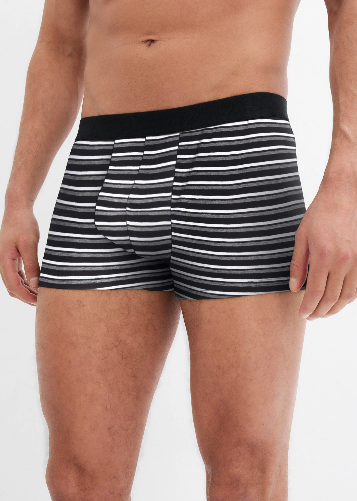 Strakke boxer met katoen (set van 4) • zwart+grijs gemêleerd+gestreept • bonprix online shop