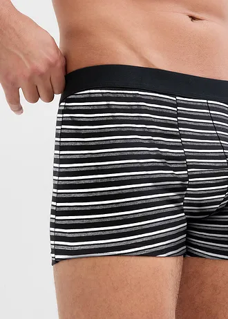 Strakke boxer met katoen (set van 4) • zwart+grijs gemêleerd+gestreept • bonprix online shop