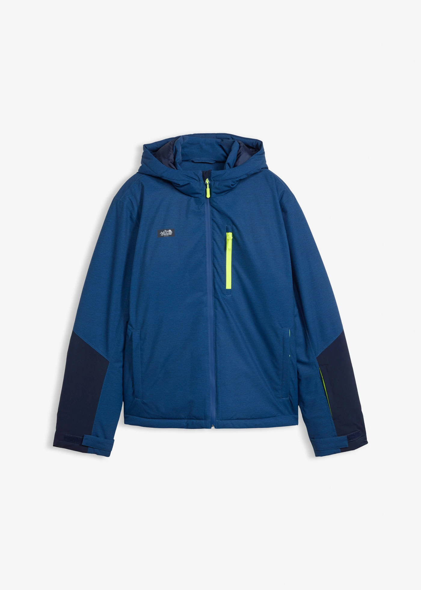 Parka d’hiver technique et imperméable • bleu-bleu foncé-jaune chiné • Boutique bonprix