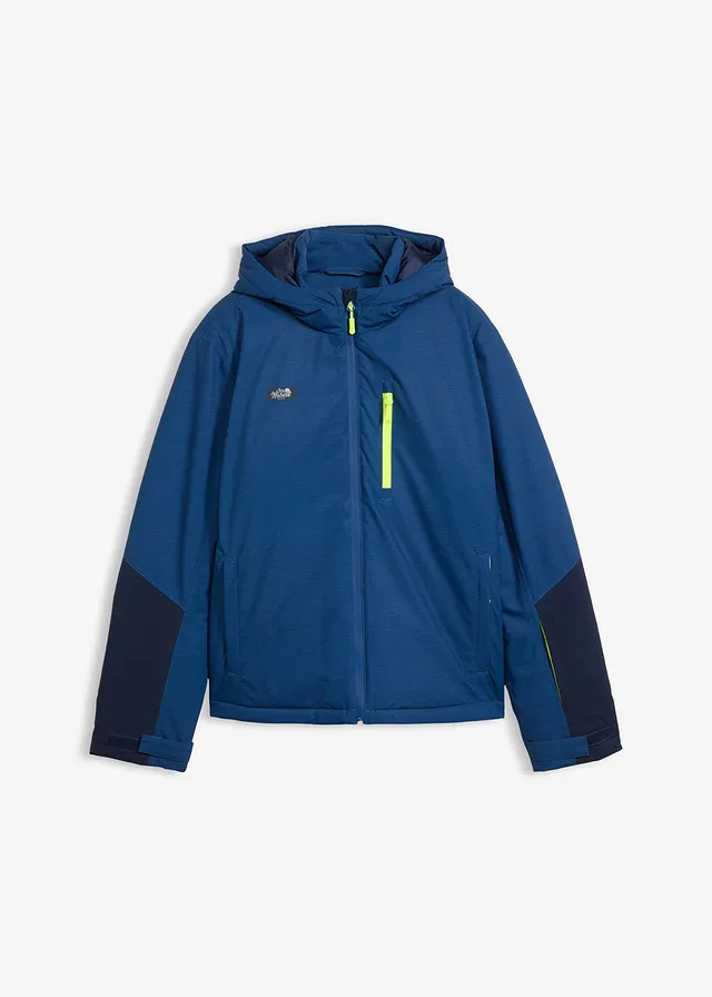 Parka d’hiver technique et imperméable, Couleur: bleu-bleu foncé-jaune chiné