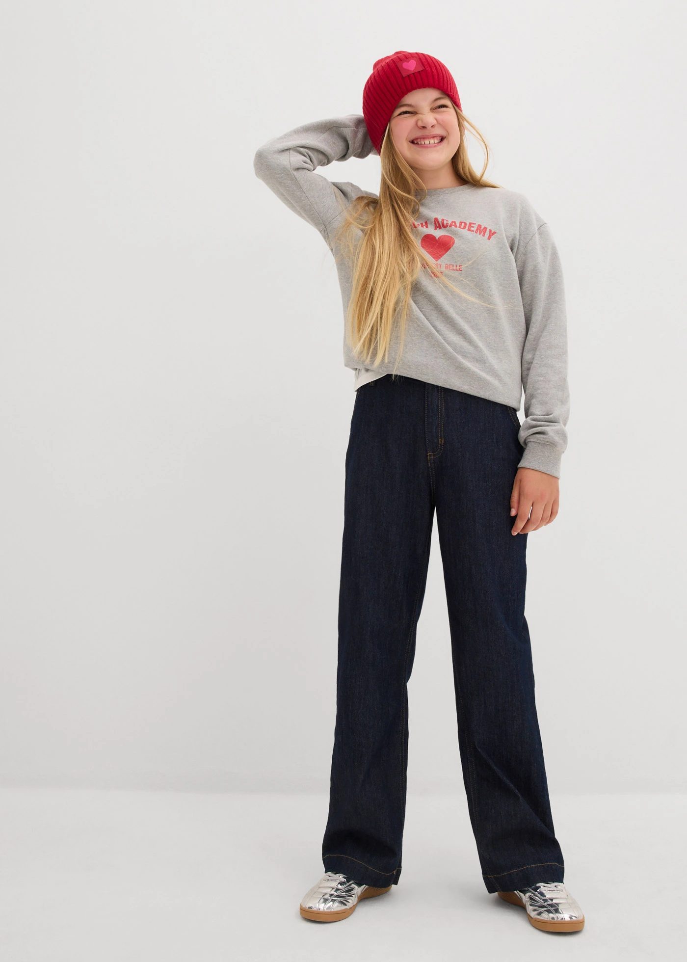 Wide leg jeans, mid waist • diepblauw denim ongewassen • bonprix online shop