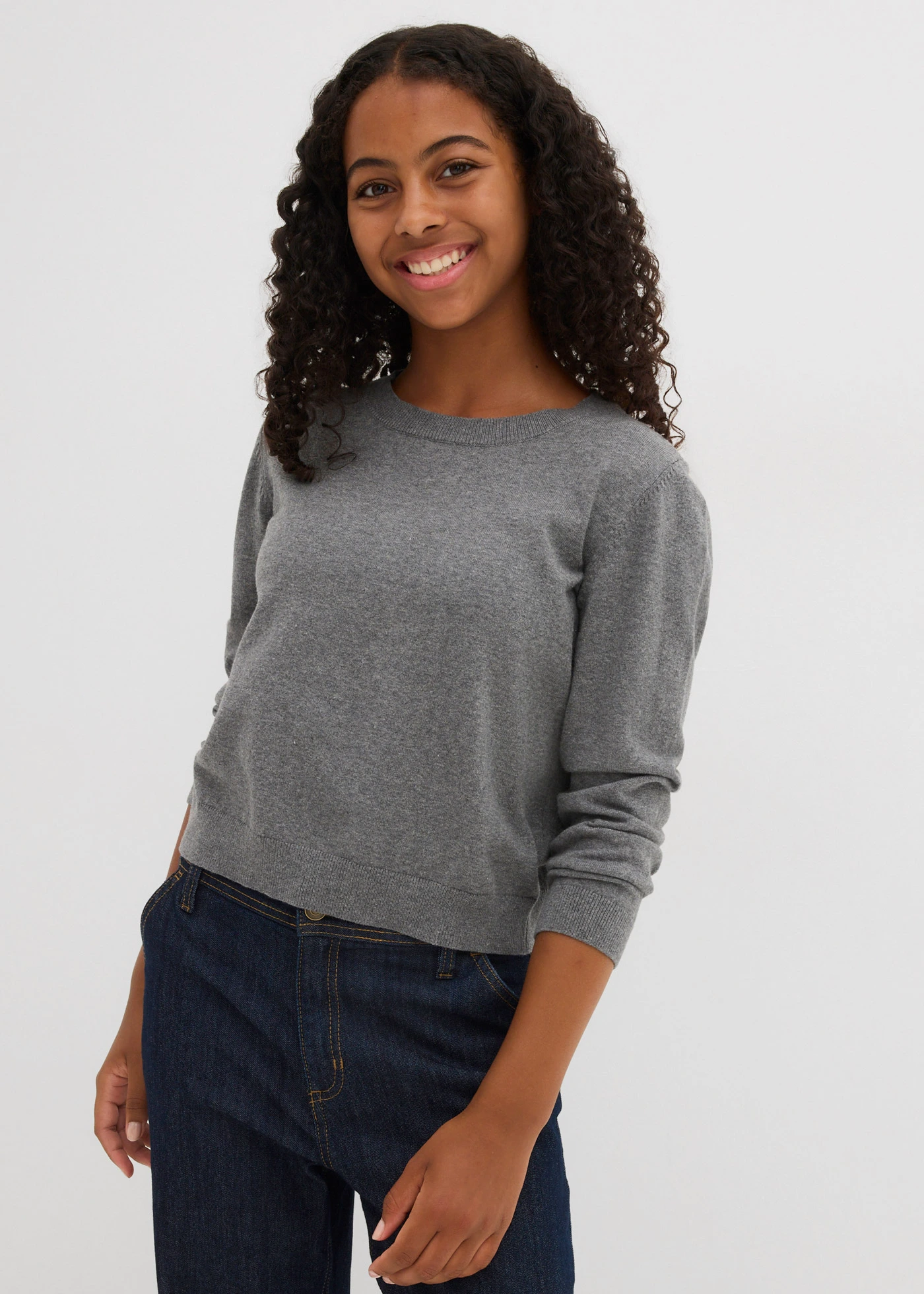 Pull en fine maille • gris chiné • Boutique bonprix