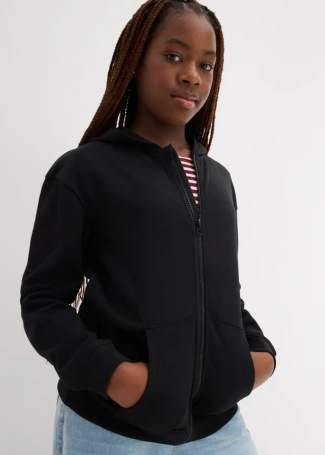 Sweat zippé à capuche en coton doux et extensible • noir • product-page.page-title-suffix