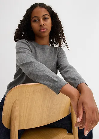 Pull en fine maille • gris chiné • Boutique bonprix