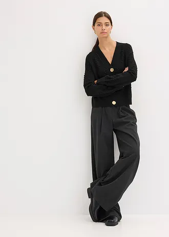 Ajour vest met structuur • zwart • bonprix online shop