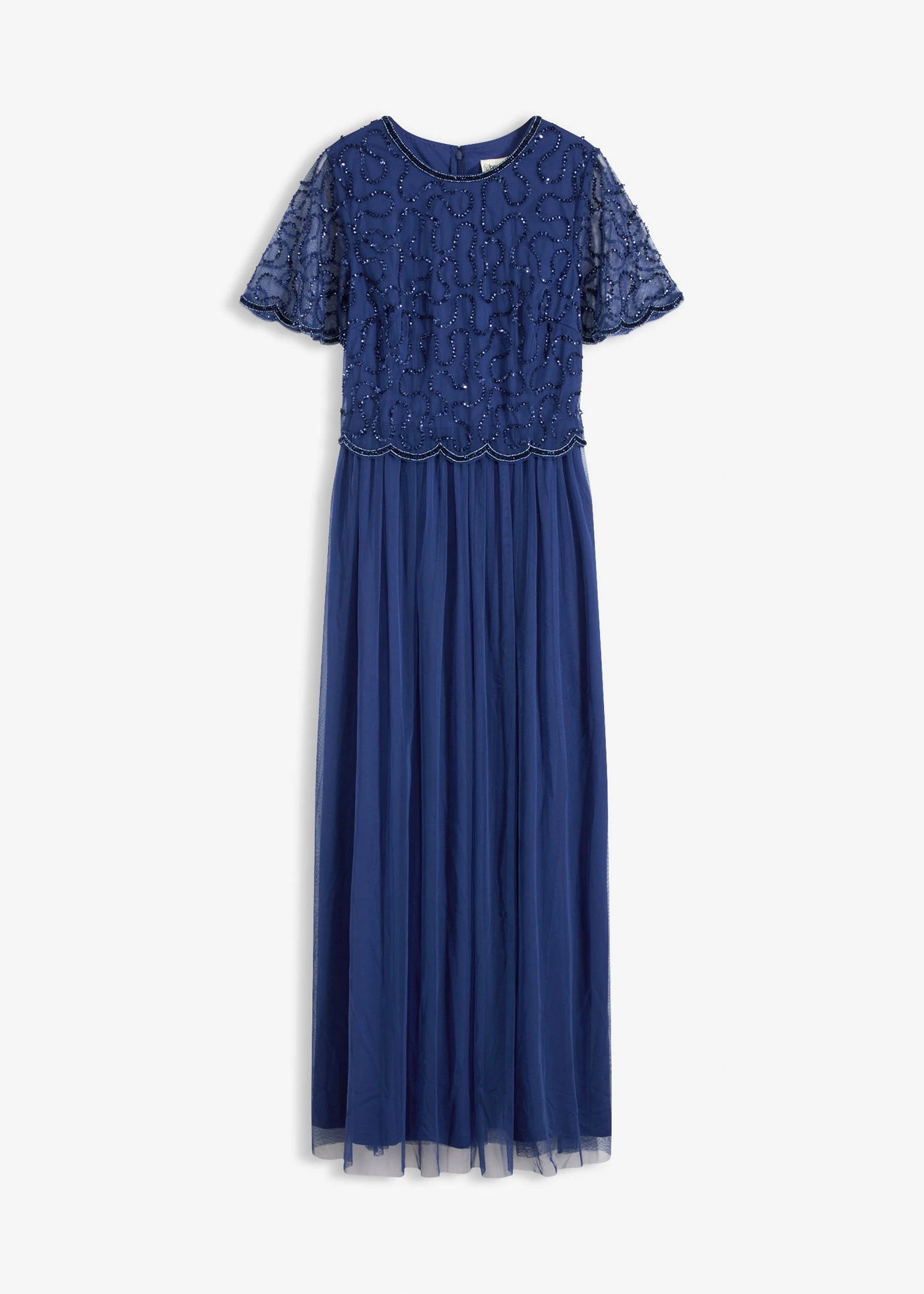 Robe longue raffinée en tulle avec sequins brodés • bleu nuit • Boutique bonprix