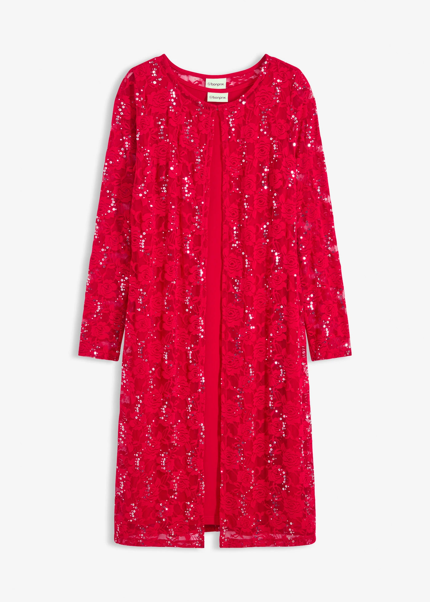 Šaty s krajkou (2dílná souprava) • tmavě červená • bonprix obchod