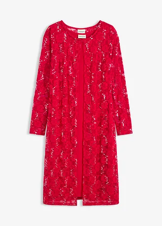 Jurk met kant (2-dlg. set), Kleur: donkerrood