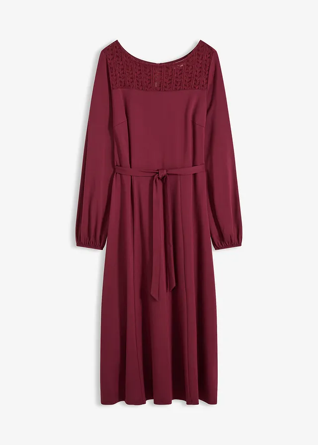 Rochie cu dantelă din material Punto • roșu arțar • magazin bonprix