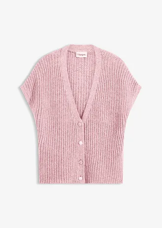 Gilet sans manches en laine mélangée avec boutons décoratifs • rose chiné • Boutique bonprix