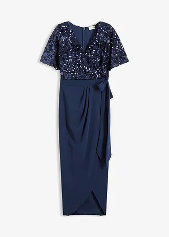 Robe longue brodée de sequins • bleu foncé • Boutique bonprix