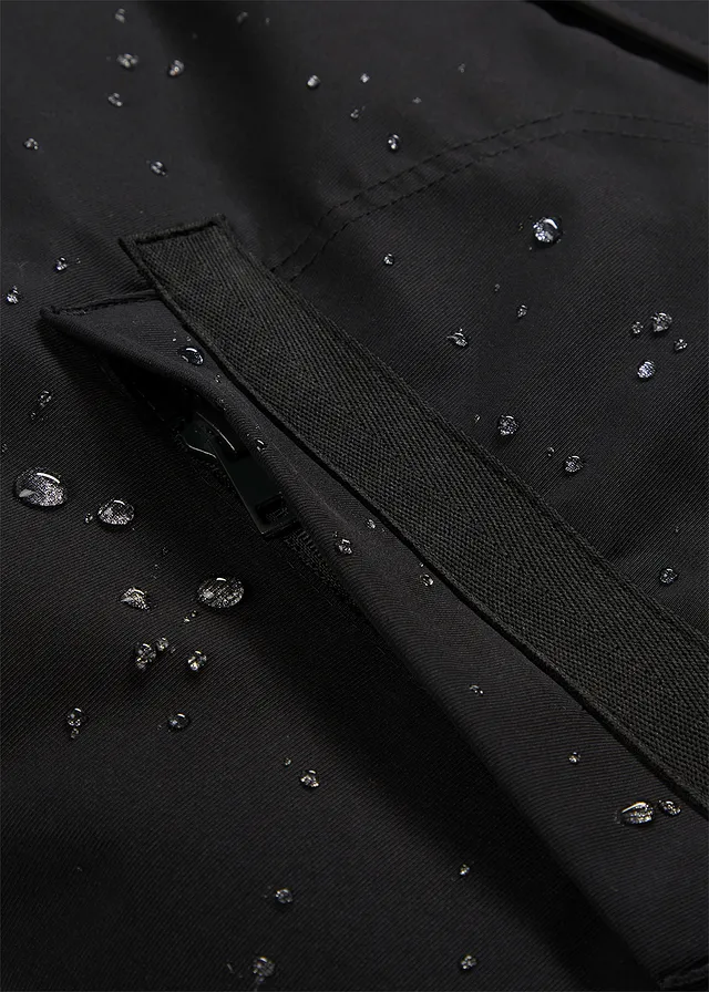 Parka technique imperméable à capuche enroulable et épaulettes • noir • product-page.page-title-suffix