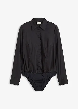 Blouse body, Kleur: zwart