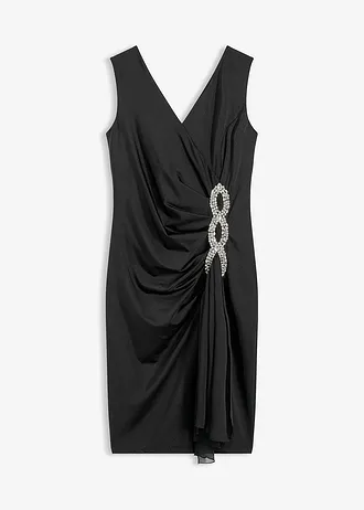 Robe en jersey avec une application en strass • noir • Boutique bonprix