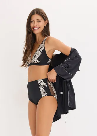 Podprsenka bralette z dvojfarebnej čipky • čierna/biela vlna • obchod bonprix