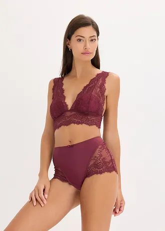 Bralette van sierlijk kant, Kleur: esdoornrood