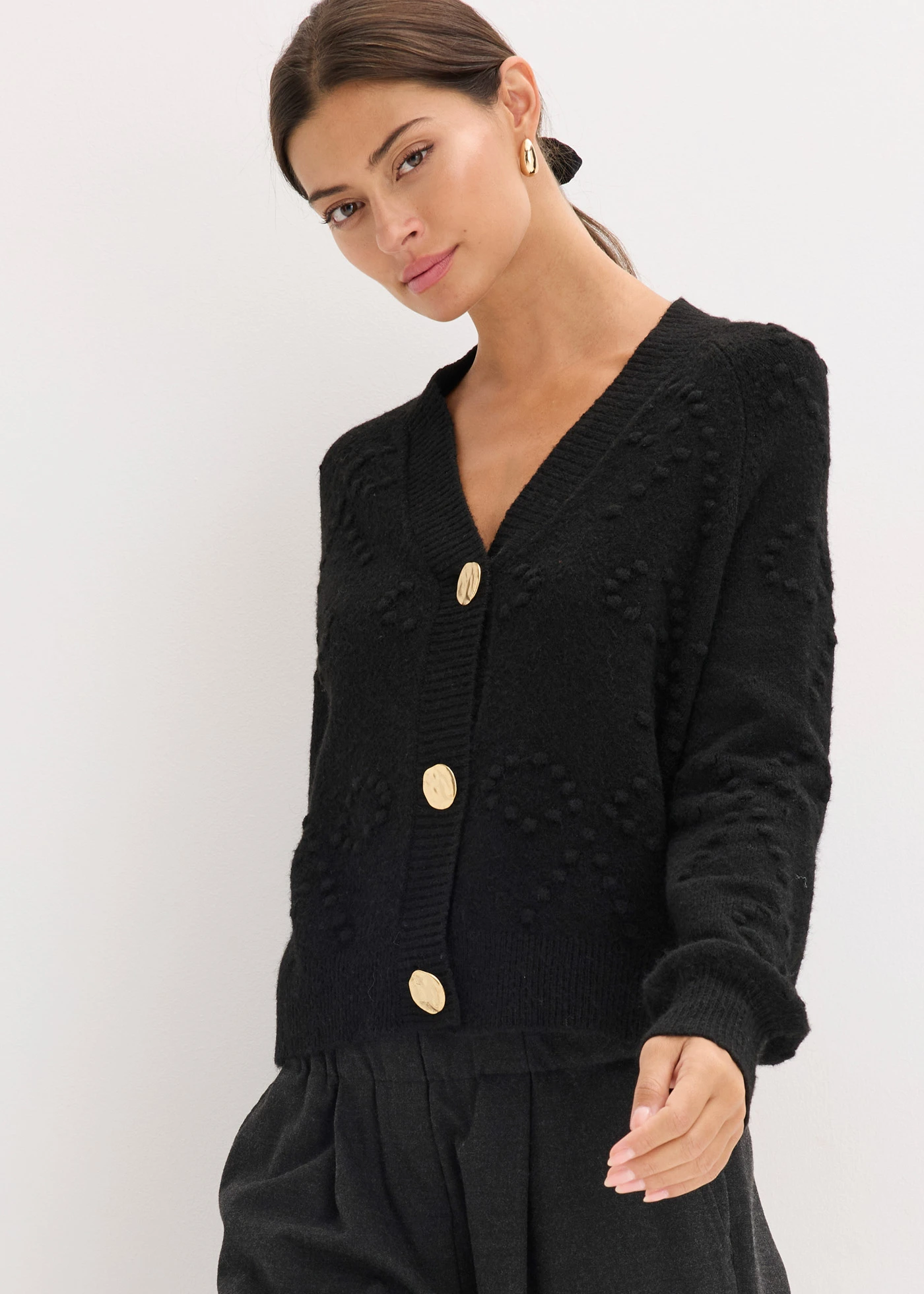 Ajour vest met structuur • zwart • bonprix online shop