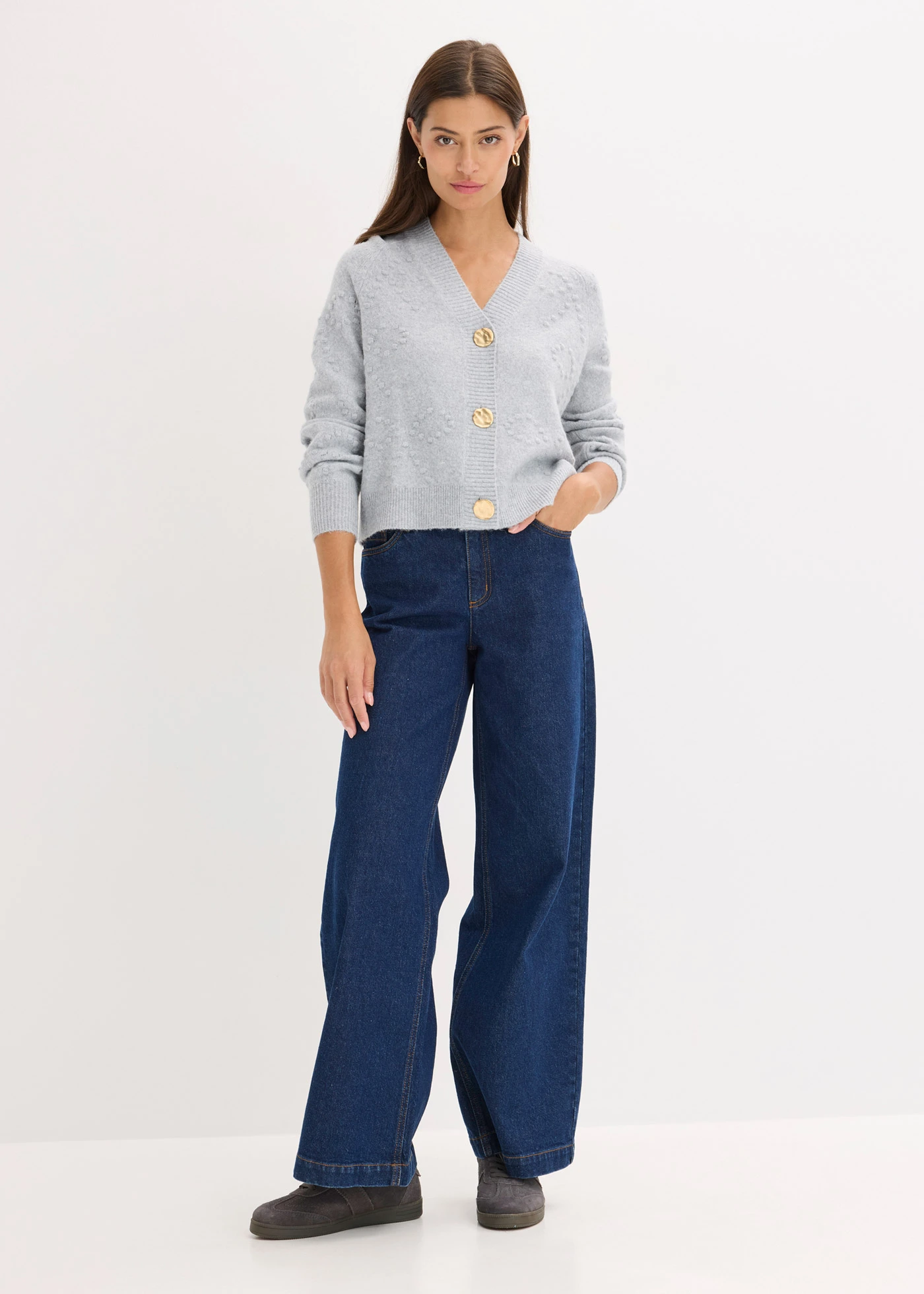 Ajour vest met structuur • lichtgrijs gemêleerd • bonprix online shop