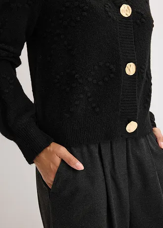 Ajour vest met structuur • zwart • bonprix online shop