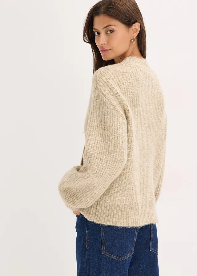 Gilet doux en grosse maille de laine mélangée • sable chiné • product-page.page-title-suffix