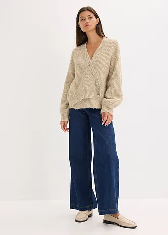 Gilet doux en grosse maille de laine mélangée • sable chiné • Boutique bonprix