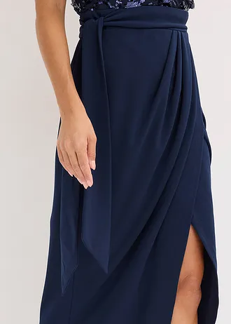 Maxi jurk met geborduurde pailletten • donkerblauw • bonprix online shop