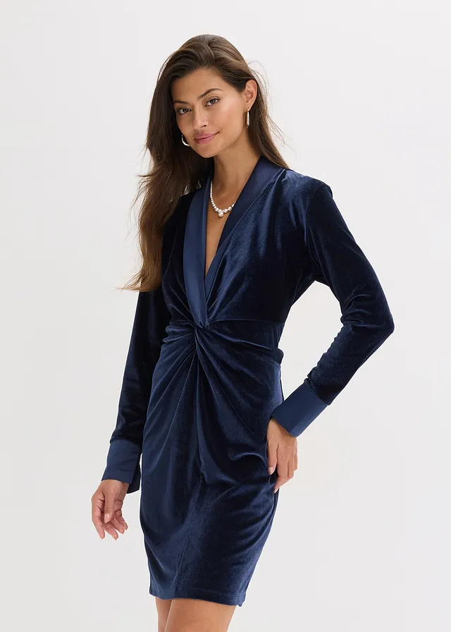 Robe courte en velours brillant • bleu foncé • product-page.page-title-suffix