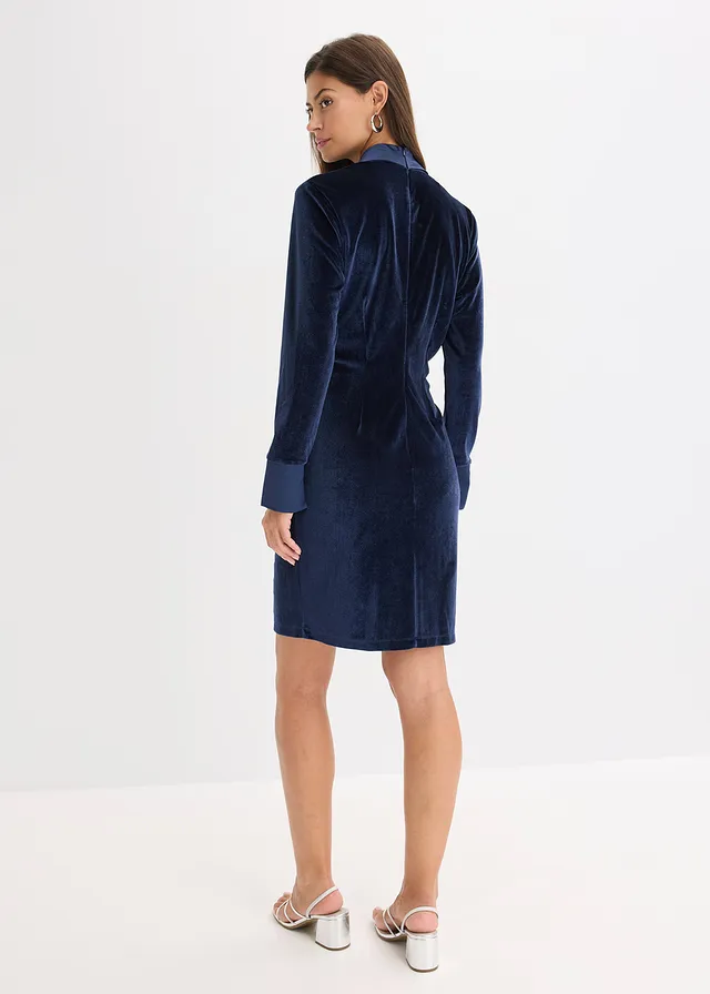 Robe courte en velours brillant • bleu foncé • product-page.page-title-suffix