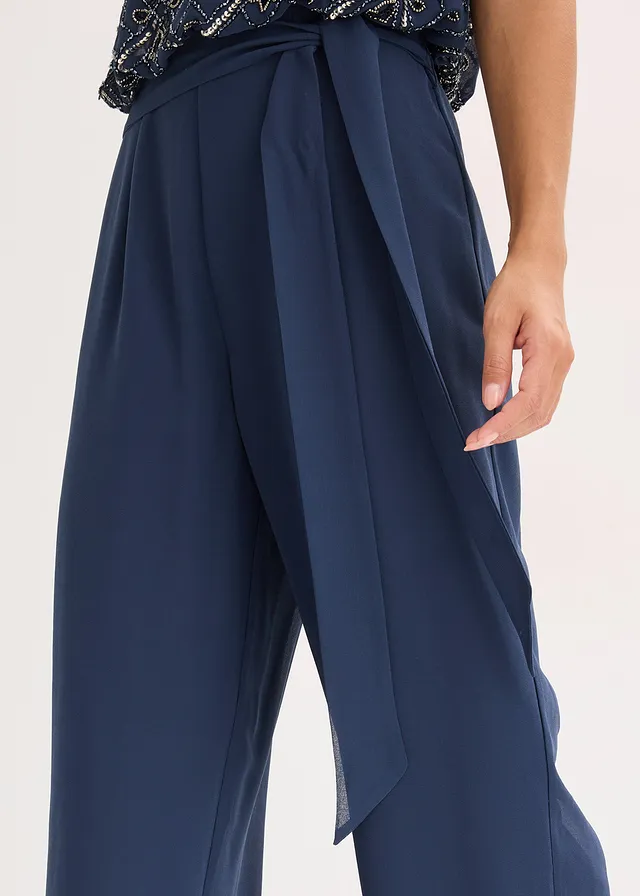 Jumpsuit met parelborduursel • donkerblauw-zilverkleur • product-page.page-title-suffix