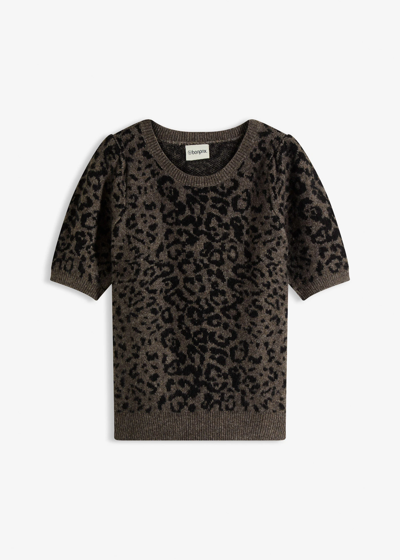 Pull à manches ballon • marron léopard • Boutique bonprix