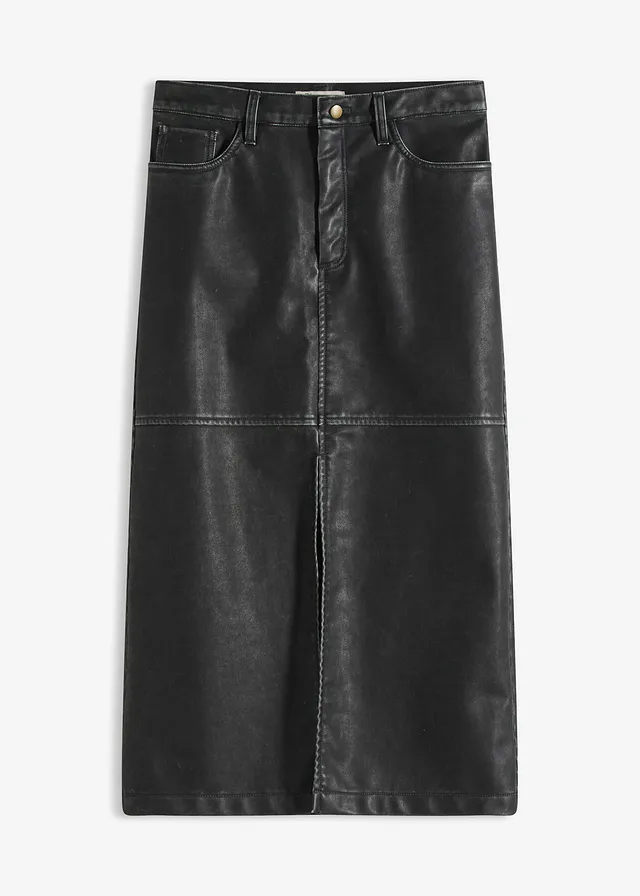 Jupe enduite, Couleur: noir
