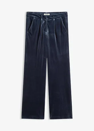 Broek van zacht fluweel, Kleur: donkerblauw