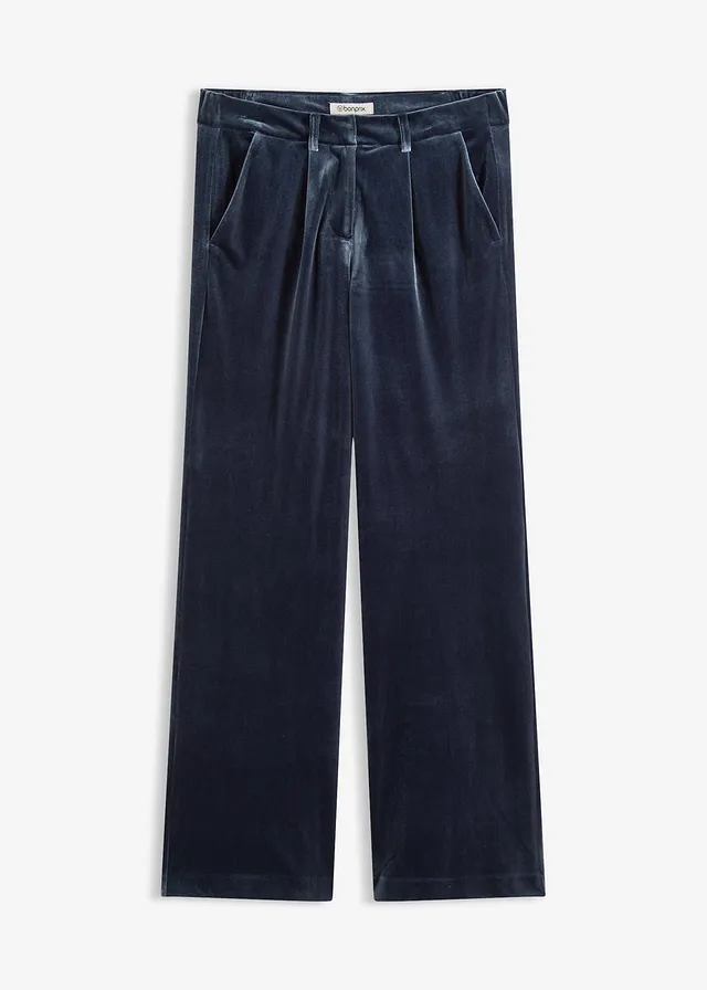 Kalhoty z jemného sametu • tmavě modrá • bonprix obchod