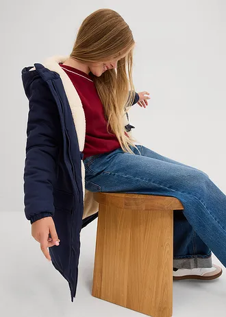 Parka d’hiver déperlante avec doublure en sherpa • bleu foncé-naturel • Boutique bonprix