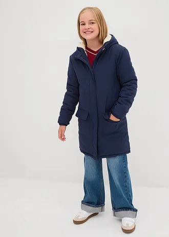 Parka d’hiver déperlante avec doublure en sherpa • bleu foncé-naturel • Boutique bonprix