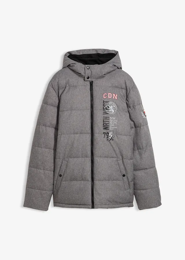 Gewatteerde outdoor jas, Kleur: grijs gemêleerd