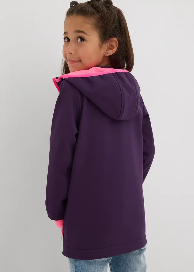 Thermo softshell jas, waterafstotend, Kleur: donkerpaars-neonpink