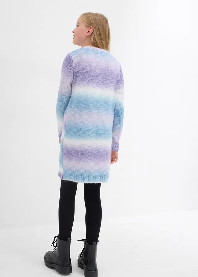 Robe en maille tie & dye, Couleur: mauve tendre/blanc cassé rayé