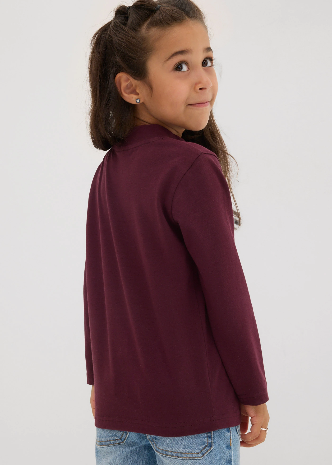 Longsleeve van een elastisch biologisch katoenmix (set van 2) • asroze+wijnrood • bonprix online shop