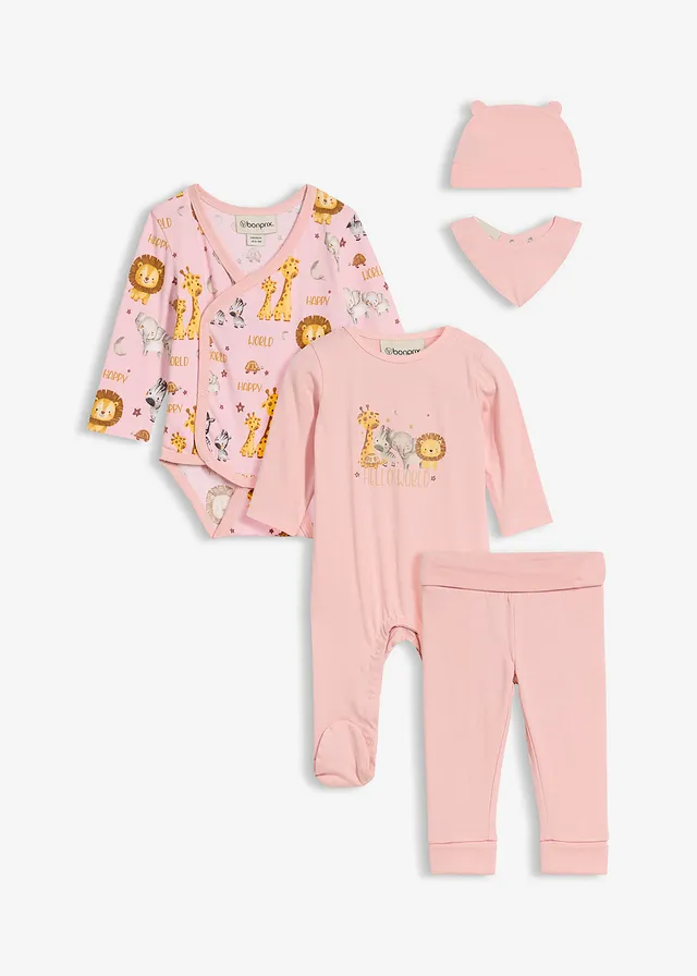Baby starter set van biologisch katoen (5-dlg. set), Kleur: zoet roze