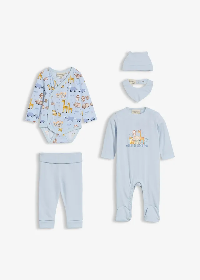 Baby outfit (5-dlg. set), Kleur: poederblauw-lichtblauw